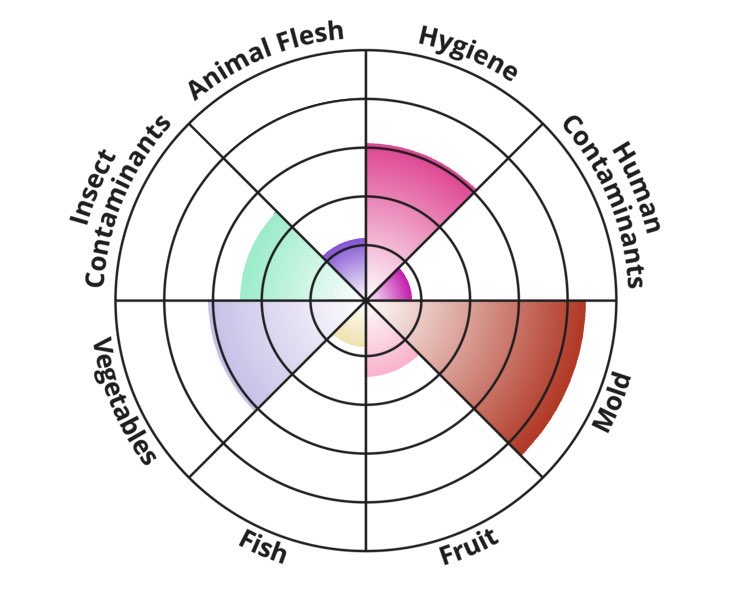 A circular chart depicting 8 categories