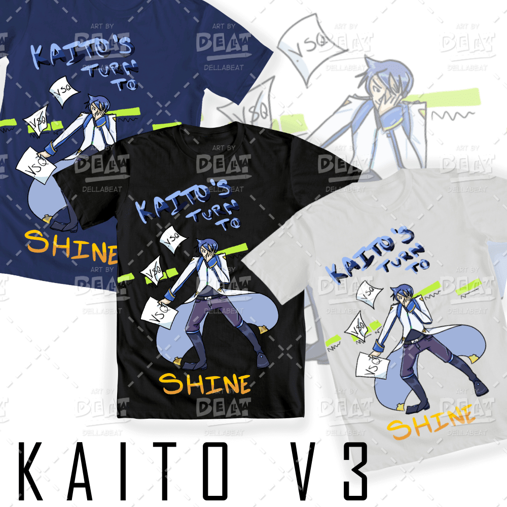 Various T-shirts displaying Kaito V3